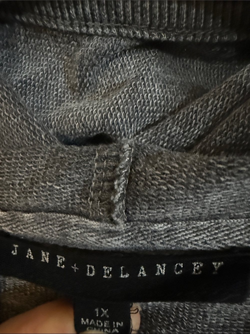 Jane and Delancey Washed Gray Black Sweatshirt Hoodie Pullover Sz 1X like new - Picture 4 of 5